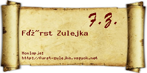 Fürst Zulejka névjegykártya